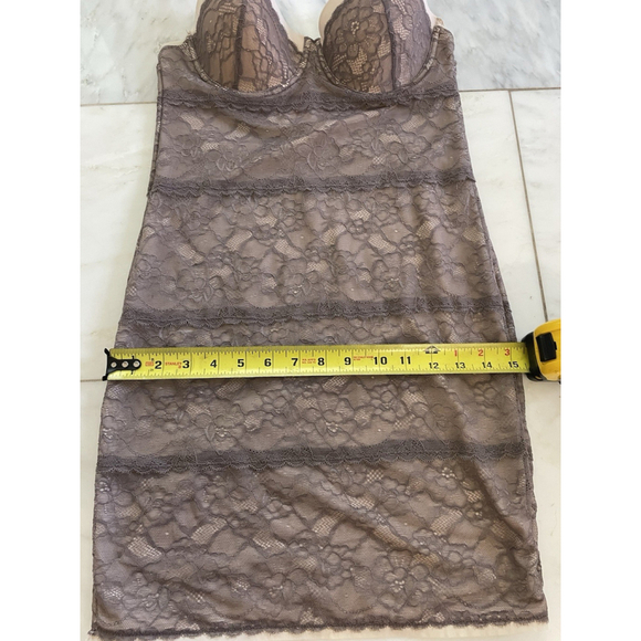 Skinny Girl Smoothers & Shapers Beige & Gray Lace Underwire Mini Dress Shapewear - Picture 6 of 14